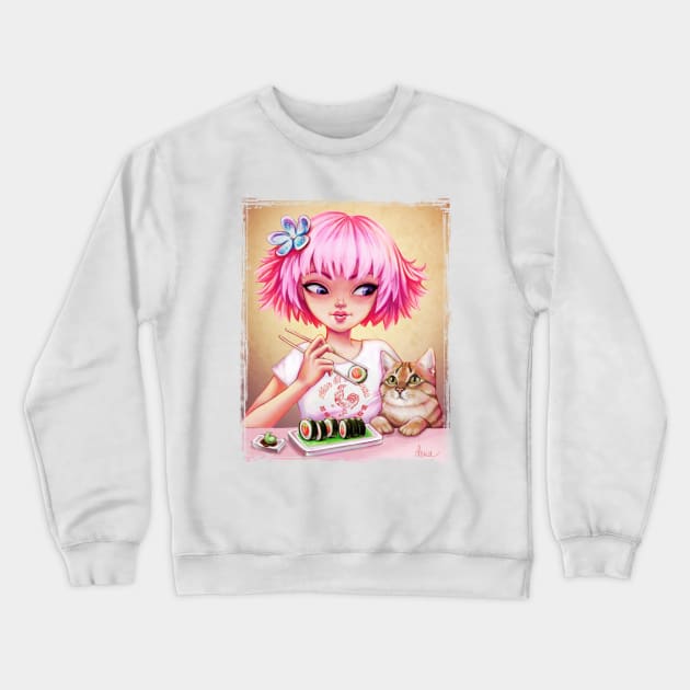 Sushi Cat Crewneck Sweatshirt by ArtsyDenise